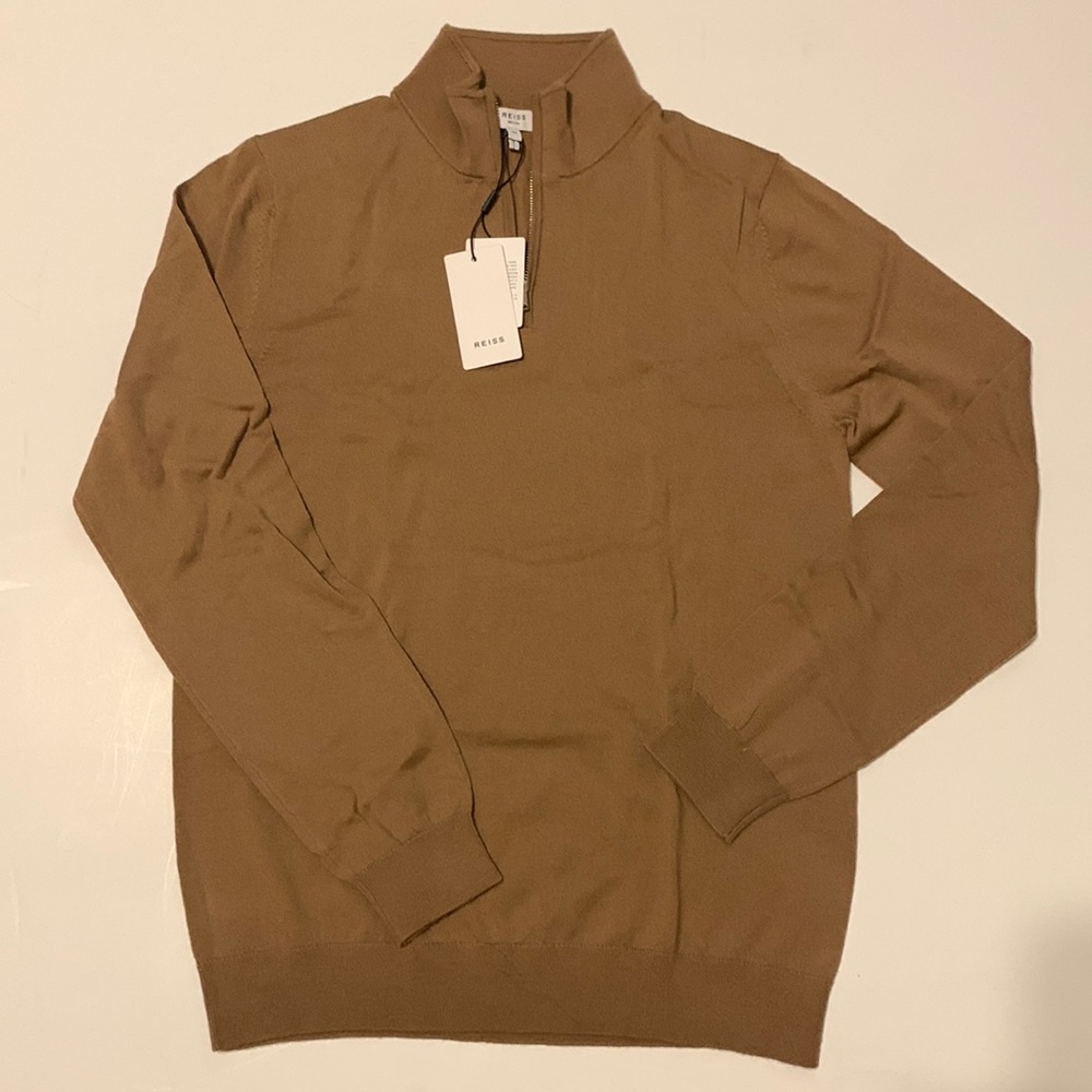 Reiss mens tan zip up pullover
